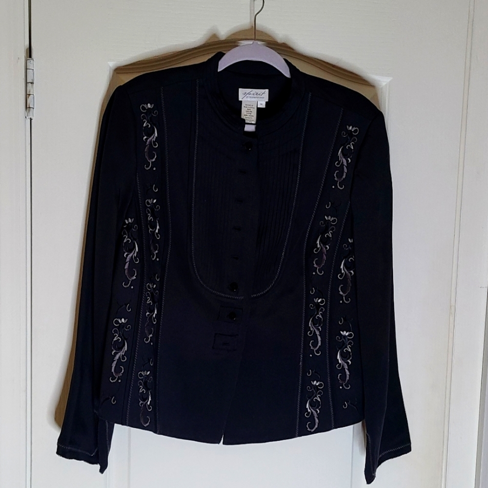 Coldwater Creek Spirit black lined jacket, embroidery size 14